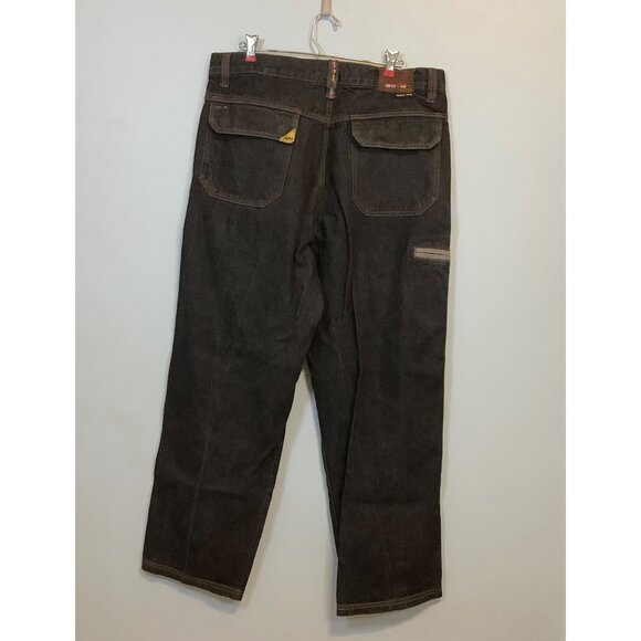 FUBU Limited Edition Men’s Jeans Black Denim Flags 38x34 Streetwear - Picture 2 of 13